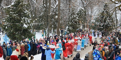 По центру Брянска прошли Дед Морозы и Снегурочки