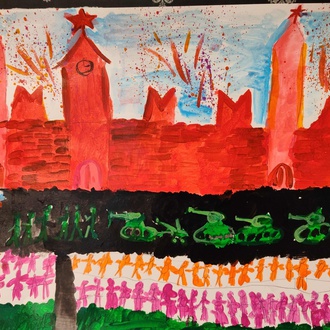 Рисунок "Парад на Красной площади"