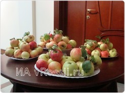 Всем гостям выставки были предложены яблоки в честь 